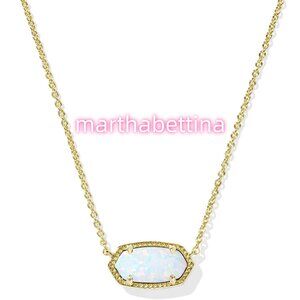 Elisa Gold Pendant Necklace in White Lab Grown Opal